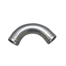 2.75" OD 120 Degree Aluminum Pipe, Mandrel Bent Polished, 2mm Thick Tube, 10" Length