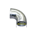 2.0" O.D. Cast Aluminum Elbow 90 Degree Pipe Tube, Tight Bend, Polished Finishing