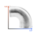 Polished Cast Aluminum 90 Degree 3.5"-3" O.D. Reducer Elbow Pipe Tube