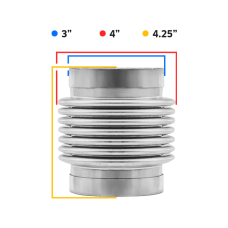 3" X 4.25" Stainless Steel Bellow Double Braided Heavy Duty Flex Pipe for Exhaust Downpipe Catback Turbo