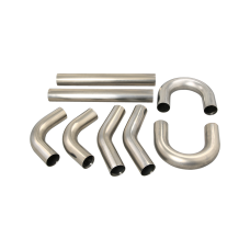 Universal Stainless Piping Tube  Kit 3" 8 pcs Exhaust Straight 45 90 U S Pipe