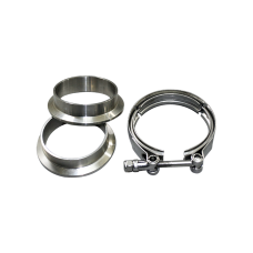 2.0" V-Band Clamp + 2.0" I.D. Flanges Male/Female (2 Flanges) , 304 Stainless Steel , CNC Billet Flange