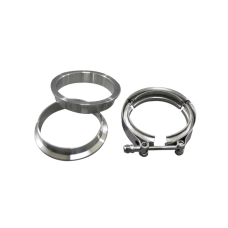 3" V-Band Clamp + 3" I.D. Flanges Male/Female (2 Flanges) , 304 Stainless Steel , CNC Billet Flange