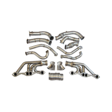 Twin Turbo Header Manifold Downpipe Kit For 63-67 Chevelle Nova SBC V8