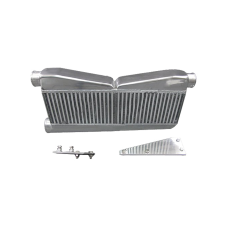 27x16.5x3.5 2-In-1-Out Aluminum Intercooler + Brackets For 79-93 Ford Mustang Camaro