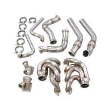 Twin Turbo Manifold  Header Downpipe Kit For 67-72 Chevy C10 Truck BBC Big Block 402 454