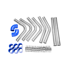 2" Universal Aluminum Piping Kit with 2 Elbow Hoses, Mandrel Bent, Polished, 2.0mm Thick, 18" Lenght