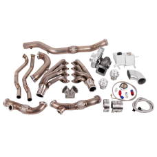 Turbo Header Manifold Downpipe Kit for 05-14 Ford Mustang 4.6L V8 NA-T Coolant PS Tank
