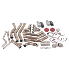 Twin Turbo Header Manifold Downpipe Wastegate Kit for 68-72 Chevelle LS1 LSx