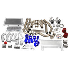 Twin Turbo Kit Intercooler Piping Radiator For 68-72 Chevrolet Chevelle SBC