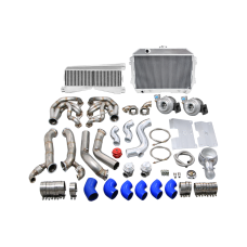 Twin Turbo Intercooler Radiator Kit For 60-66 Chevy C10 Truck SBC Small Block