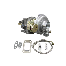 T3 .48 AR 8PSI Turbo Charger 2.5" Vband .60 AR Compressor + Oil Line Kit T3 .48 AR 8PSI Turbo Charger 2.5" Vband .60 AR Compressor + Oil Line Kit